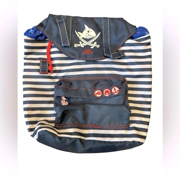 Die Spiegelburg Cap’n Sharky Navy Striped Kids Backpack 12.5” - Picture 1 of 8